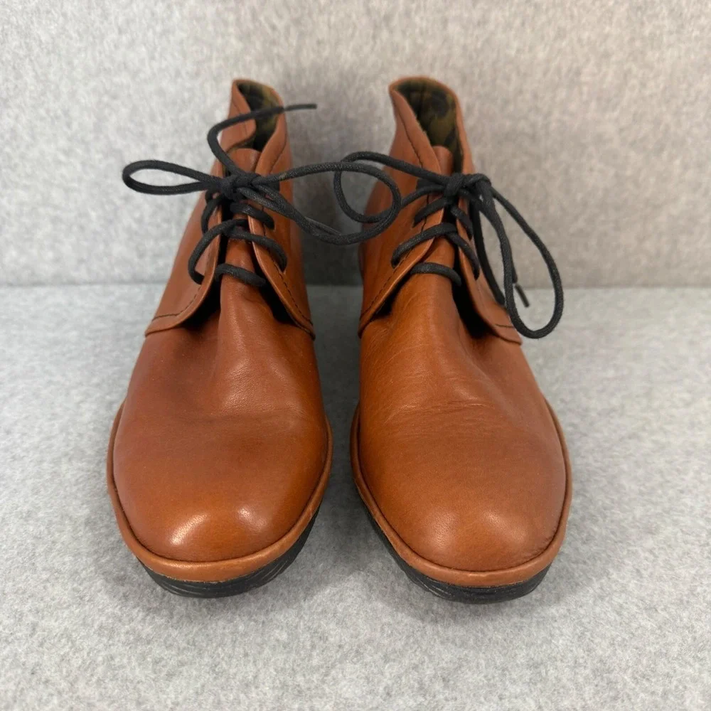 Fly London Women's 38 / 7 - 7.5 Ankle Boots Pert Cognac Brown Leather Wedge
